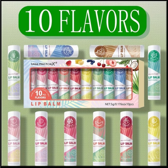 10 pieces Lip Balm Set, Lip Moisturizer, Lipstick Gift Set, Moisturizing - Picture 5 of 7